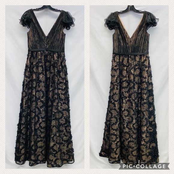 Aidan Mattox Ruffled Sleeve A-Line Gown - Picture 8 of 9